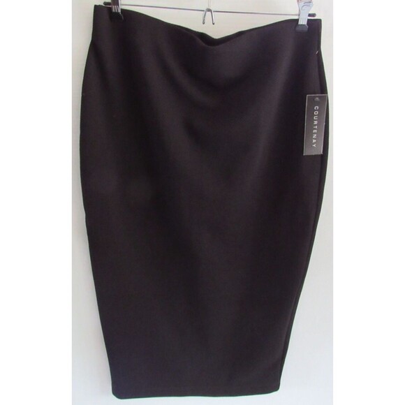 Courtenay Dresses & Skirts - Courtenay Black Lined Stretch Midi Pencil Skirt Pull On Elastic Waist Size M NWT